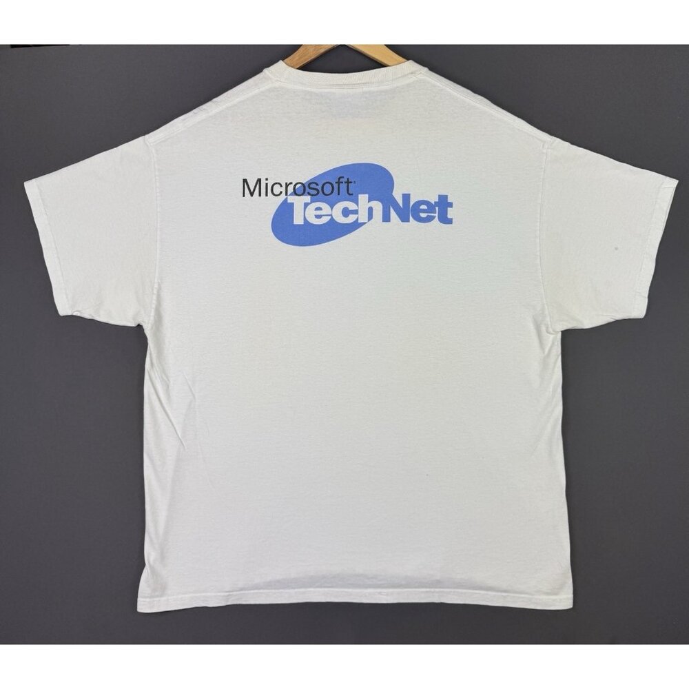 Vintage Y2K Microsoft Windows Technet Software Promo White Shirt Rare Computer
